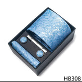 Conjunto Gravata de Seda Floral  Azul Claro Sparka